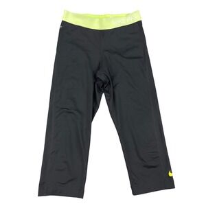 Nike Pro Women's S Capri Leggings Athletic Workout Gym Running Black Neon Yellow